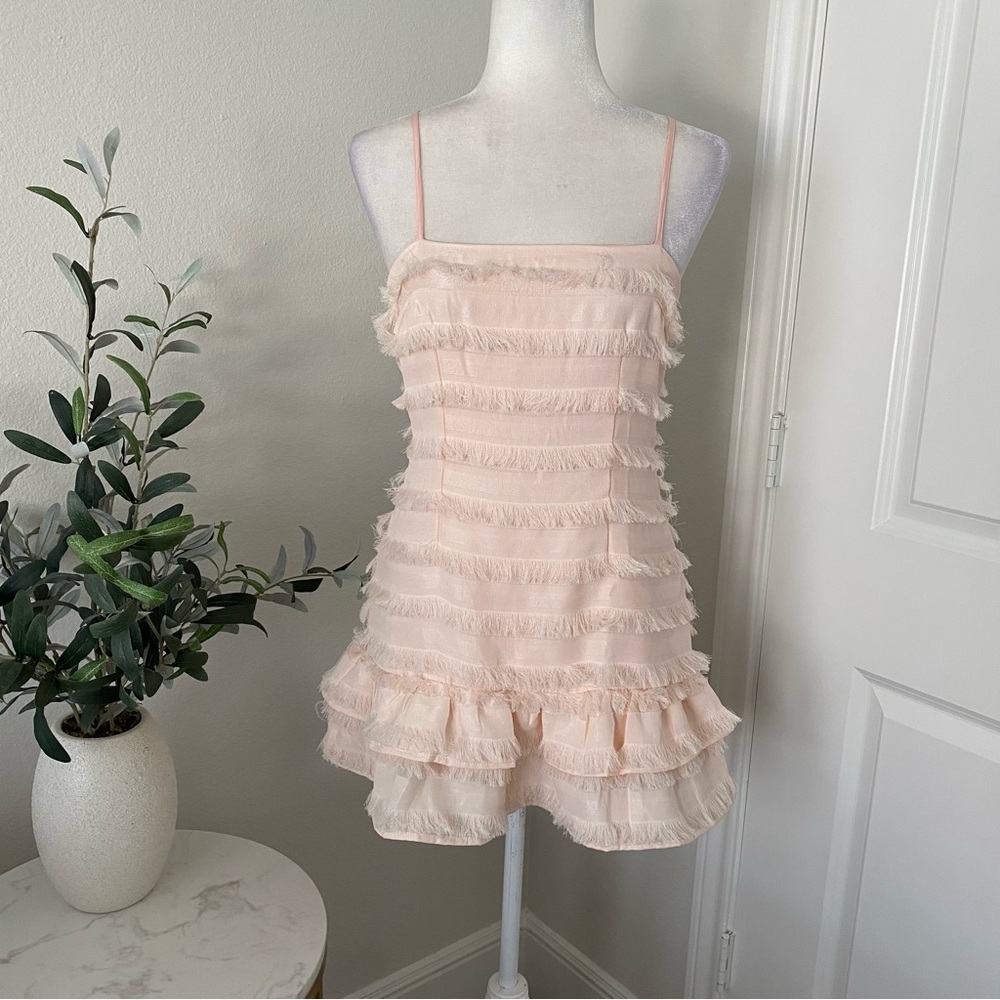 Princess Polly pink ruffle fringe mini dress 4